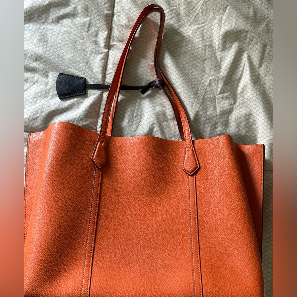 Tory Burch Perry triple compartment Orange Leather Tote - Picture 3 of 13